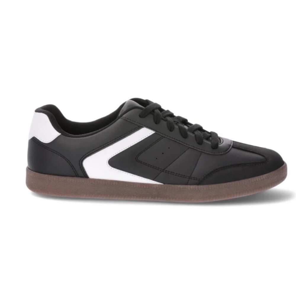 Men's Black and White Casual Lace-Up Sneakers
